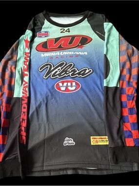Vibra Urbana Racing Men's Long Sleeve Tee - Teal/Blue/Black
